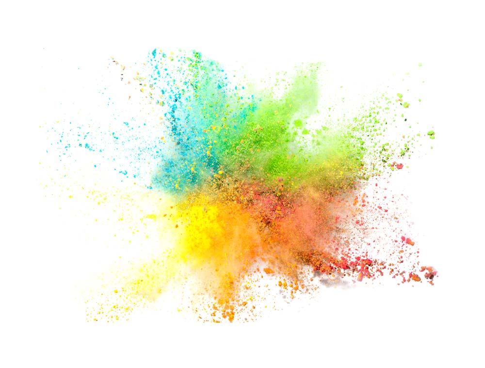 Explosion de pigments de couleurs vives